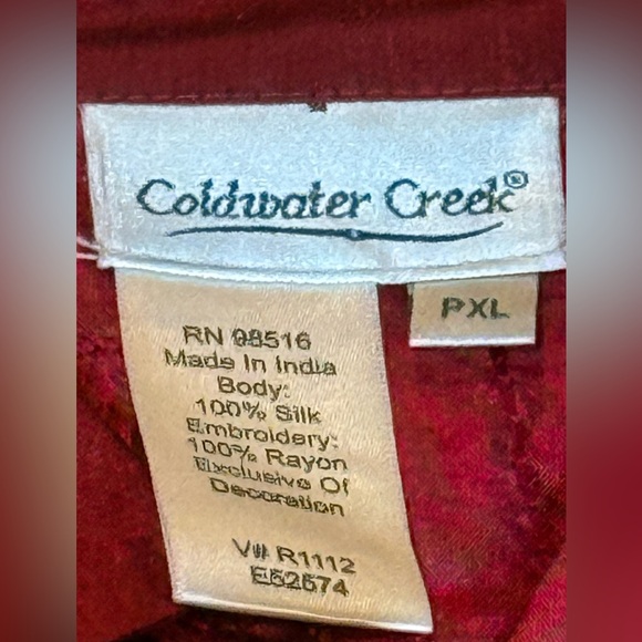 Coldwater Creek Red 3/4 Sleeves & Floral Embroidered detail Size PXL - Picture 4 of 7